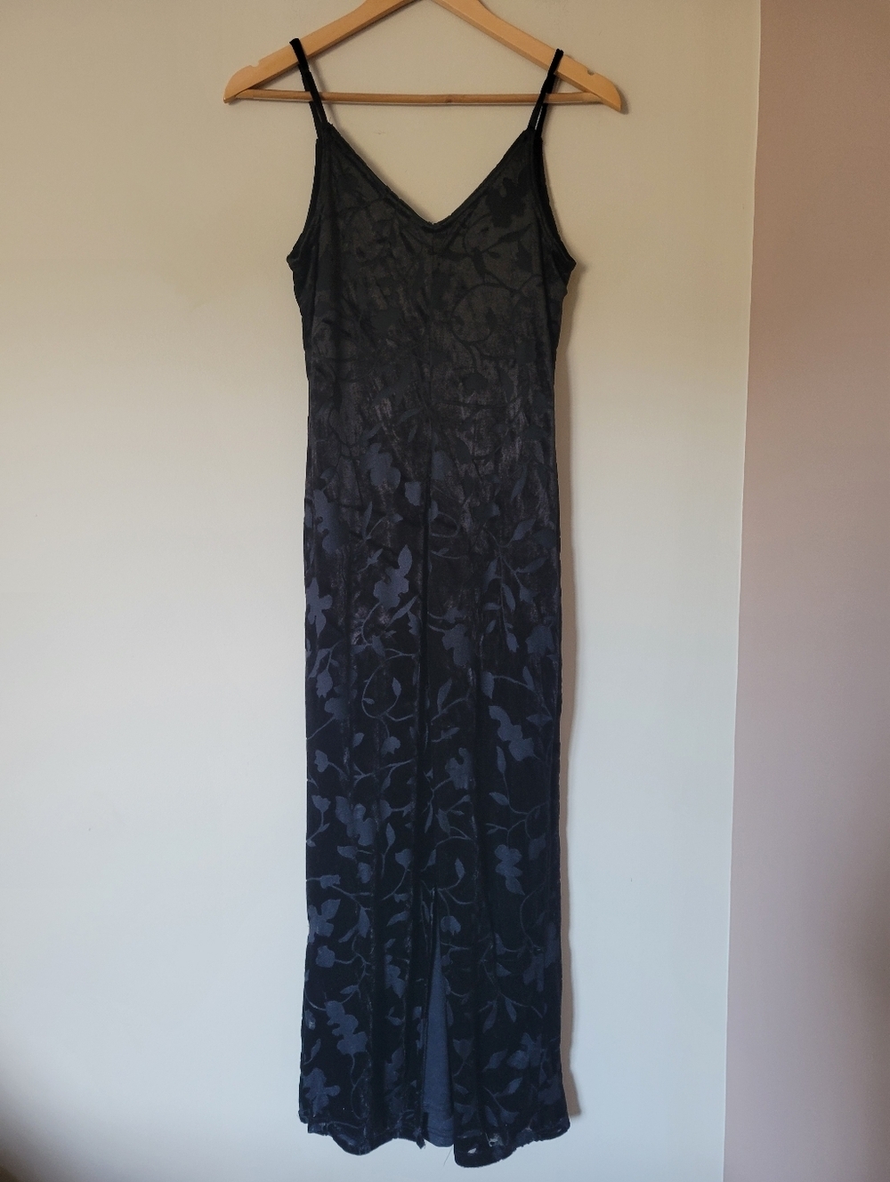Vintage 90s Velvet Burnout Vampy Whimsigoth Grunge Maxi Slip Dress Size Small - Picture 2 of 11